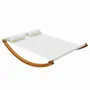 Deck chairs - Designer rocking deckchair sun lounger 2 places larch white cotton - AOSOM BUSINESS