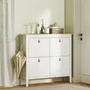 Chests of drawers - 4-door, 4-shelf shoe cabinet, dimensions 105 x 24 x 95.5 cm, white, light wood effect - AOSOM BUSINESS