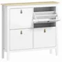 Chests of drawers - 4-door, 4-shelf shoe cabinet, dimensions 105 x 24 x 95.5 cm, white, light wood effect - AOSOM BUSINESS