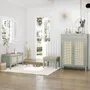 Chests of drawers - Bohemian chic style shoe cabinet in water green rattan - AOSOM BUSINESS