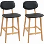 Stools - Set of 2 neo-retro style bar stools in black synthetic wood - AOSOM BUSINESS