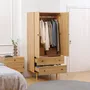 Armoires - Armoire design scandinave 2 portes penderie 2 tiroirs aspect bois clair - AOSOM BUSINESS