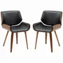 Chaises - Lot de 2 chaises design vintage bois aspect noyer PU tissu - AOSOM BUSINESS