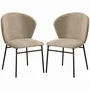 Chaises - Lot de 2 chaises dossier enveloppant acier noir tissu aspect lin - AOSOM BUSINESS