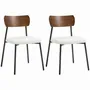 Chaises - Lot de 2 chaises style vintage métal noir aspect bois effet laine bouclée blanc crème - AOSOM BUSINESS