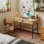 Office furniture and storage - Scandinavian style desk - 2 doors, 2 compartments - black steel with light wood effect - AOSOM BUSINESS