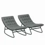 Armchairs - Set of 2 Chesterfield style garden rocking chairs with mattress in grey - AOSOM BUSINESS