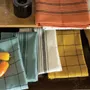 Dish towels - Kilia Checkered Linen-Cotton Tea Towel Vert de gris 50 X 70 - MAISON VIVARAISE - SDE VIVARAISE WINKLER