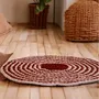 Tapis contemporains - Tapis bicolore Dublin — Tissu, finition turquoise/marron, crochet, 120 - MAISON ZOE