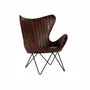 Fauteuils - Fauteuil recouvert de cuir naturel marron avec pieds en métal - GINER Y COLOMER