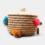 Boîtes de rangement - Panier en paille Wilery -Tissé à main avec des touches de laine coloré - MAISON ZOE