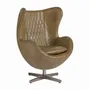 Chaises - Fauteuil en cuir couleur marron cassé de 76x81x106 cm - VICAL
