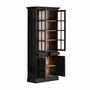 Bibliothèques - Vitrine en bois d'orme couleur noir cassé de 90x45x211 cm - VICAL