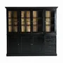 Bookshelves - Modular display cabinet in mango wood off black colour in 218x42x113 - VICAL