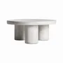 Tables basses - Table basse en grès gris cassé de 85x85x35 cm - VICAL