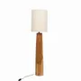 Lampes à poser - Lampe à poser en teck avec abat-jour en lin - AGATHE S - HYDILE