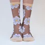 Cadeaux - Murano Crème 36-38 : chaussettes transparentes à fleurs - ATELIER ST EUSTACHE