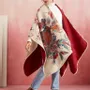 Prêt-à-porter - Blooming Florals Wool Ruana Cape – Cream, Multi - BRIGHT STAR