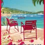 Affiches - Affiche DOZ Villefranche-sur-mer, les chaises rouges, Côte d'Azur - LA MAISON JOSÉPHINE