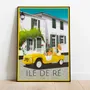 Affiches - Affiche DOZ Ile de Ré - Méhari jaune - LA MAISON JOSÉPHINE