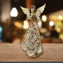 Nativity scenes and santons - Christmas Angel Figurine – Violin Design – Rustic Carved Look - BLUE STAR B.V.