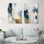 Tableaux - Série de peintures abstraites faites à la main en bleu et or « Flow » - MATISS ART STUDIO