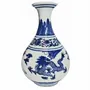 Vases - Vase traditionnel bleu blanc Dragon en porcelaine - GALERIE D'ORIENT