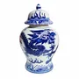 Vases - Pot à Gingembre Porcelaine Bleu blanc Dragon  Peint à la Main - GALERIE D'ORIENT