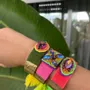 Bracelets - Manchette cuivre martelé brodé - FIL MAIN