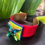 Bracelets - Manchette cuivre martelé brodé - FIL MAIN