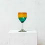 Wine accessories - Blown Vine Glass in Amber and Aquamarine - HUAKAL