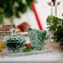 Crystal ware - Malachit crystal set sugar bowl - creamer and tray - 3 pieces - PEKALLA CRISTAL GLASS