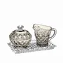 Crystal ware - Mokka crystal set sugar bowl - creamer and tray - 3 pieces - PEKALLA CRISTAL GLASS