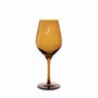 Glass - Vispera Amber Colored Wine Glasses with Engraving - 1 Piece 480 ml - PEKALLA CRISTAL GLASS