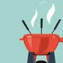 Affiches - Affiche encadrée La Fondue : Bleu - COSYNÉVÉ - MOUNTAIN POSTERS