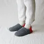 Chaussettes - JAPAN MADE Reversible room shoes / Herringbone Check Tweed × Micro Boa - MERIPPA