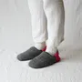 Chaussettes - JAPAN MADE Reversible room shoes / Herringbone Check Tweed × Micro Boa - MERIPPA