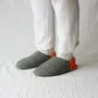 Chaussettes - JAPAN MADE Reversible room shoes / Herringbone Check Tweed × Micro Boa - MERIPPA