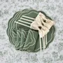 Placemats - Embroidered Placemats Green Petali - 6 pieces - ROSEBERRY HOME