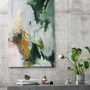 Office design and planning - « Green flow » Series of handmade textured abstract paintings - MATISS ART STUDIO