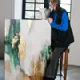 Office design and planning - « Green flow » Series of handmade textured abstract paintings - MATISS ART STUDIO