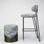 Stools - Apollo Bar Stool in Lacquered Iron and Brass Details - DUISTT