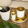 Glass - Ecru and gold ice bucket 15x15x18.5cm - AULICA PROM ORF DIFFUSION