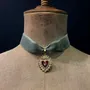 Jewelry - Necklace Tybalt - Choker in green velvet - FASCINATO