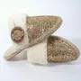 Homewear - Pantoufles femme dorées à paillettes – Laine et jute, fait main - ATELIER COSTÀ