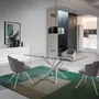 Dining Tables - Rectangular tempered glass and white steel dining table - ANGEL CERDÁ