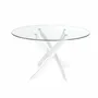 Dining Tables - Round tempered glass and white steel dining table - ANGEL CERDÁ