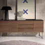 Sideboards - Walnut sideboard and black glass top - ANGEL CERDÁ