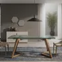 Dining Tables - Rectangular tempered glass and walnut extending dining table - ANGEL CERDÁ