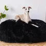 Beds - Oval Natural Sheepskin Pet Bed - Black - MELLOW CONCEPT STORE